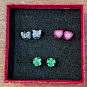 ✨ NWOT Butterfly, Flowers, and Hearts Kids Earrings Set
